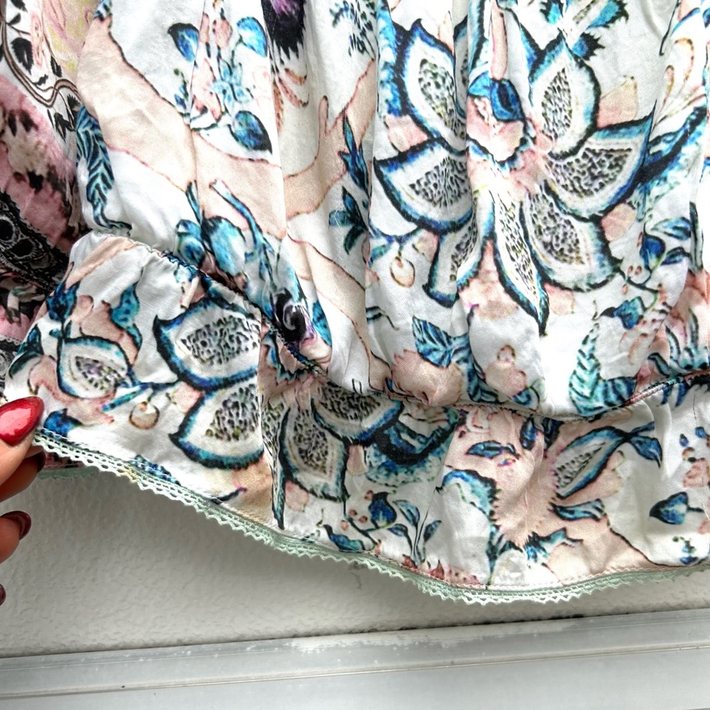 Hemant Nandita Anthropologie Women Floral Boho Top Sz M Cropped Multi Fairy - Picture 8 of 14